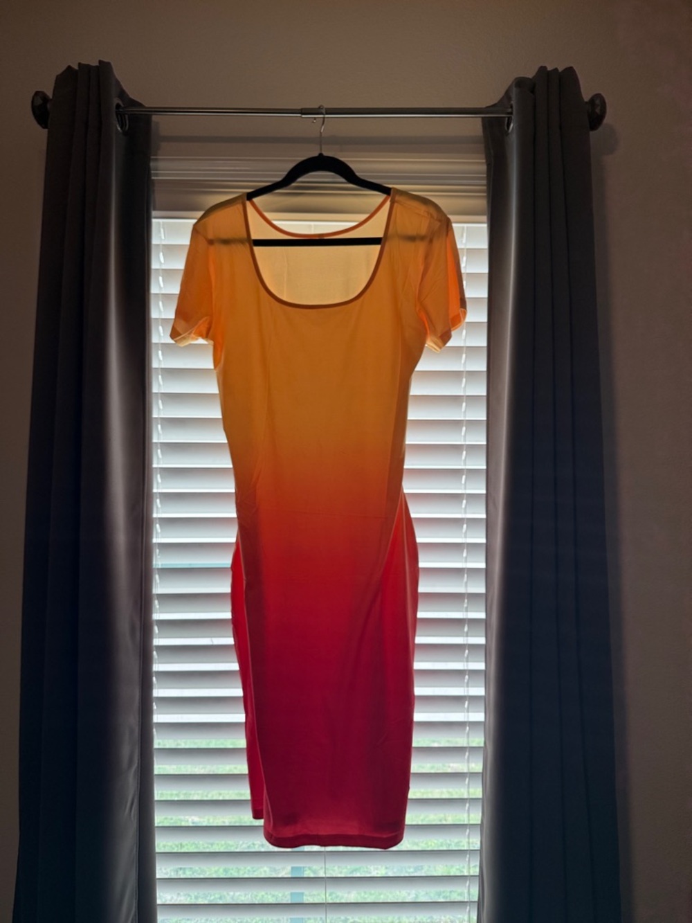 Amazon Ombre Midi Dress in Orange and Red